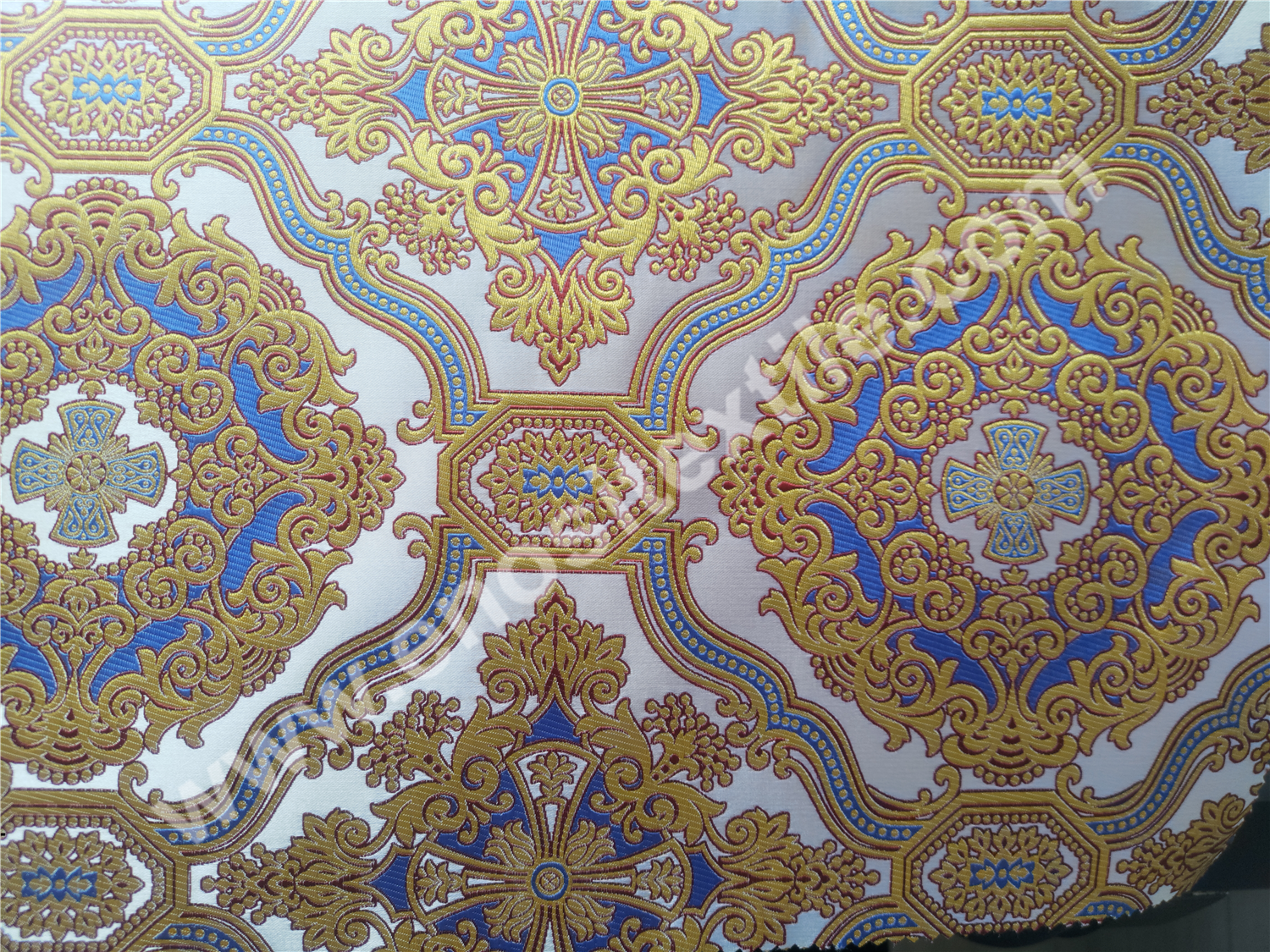 KL-5003 BORDEAUX-GOLD-BLUE Metallic Fabric